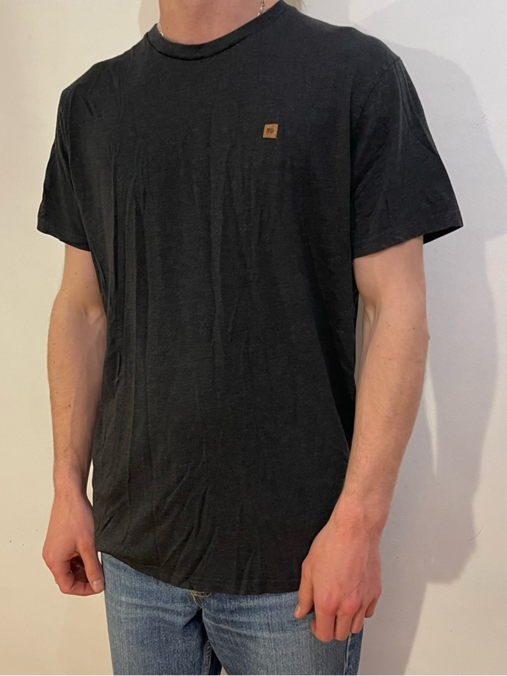 tentree Black Crewneck Short Sleeve Tee with Chest Patch